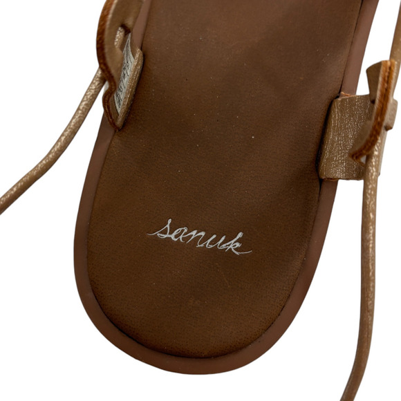 Sanuk Gold Cleopatra Tie Up Gladiator Tan Sandals - Picture 10 of 11